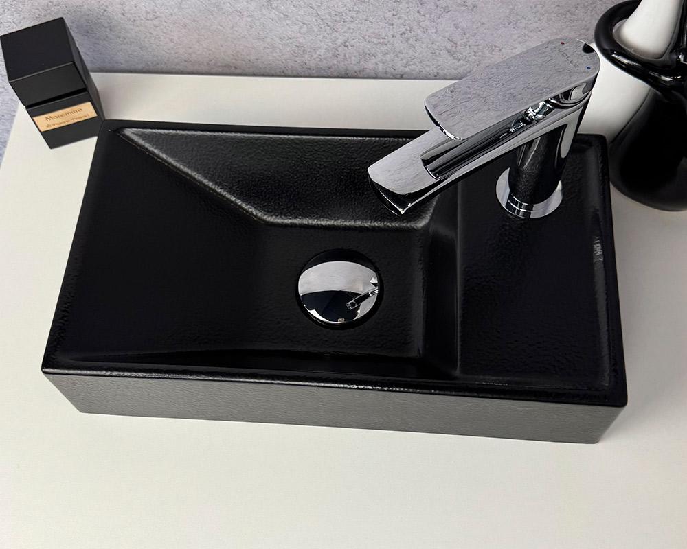 Умывальник Snail Эстель R 400х220 мм Черный шагрень (152D200R) - фото 6 Умывальник Snail Эстель R 400х220 мм Черный шагрень (152D200R) - фото 6