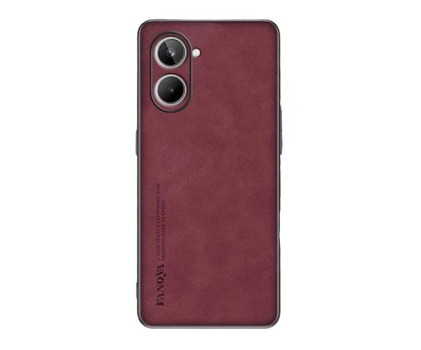 Кожаный чехол - накладка Fanoya для Realme 10 Pro 5G Бордовый