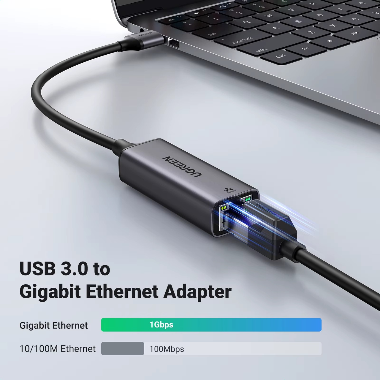 Адаптер сетевой UGREEN CM209 USB-A Gigabit Ethernet Adapter RJ45 1000mb/s (2000180) - фото 4 Адаптер сетевой UGREEN CM209 USB-A Gigabit Ethernet Adapter RJ45 1000mb/s (2000180) - фото 4