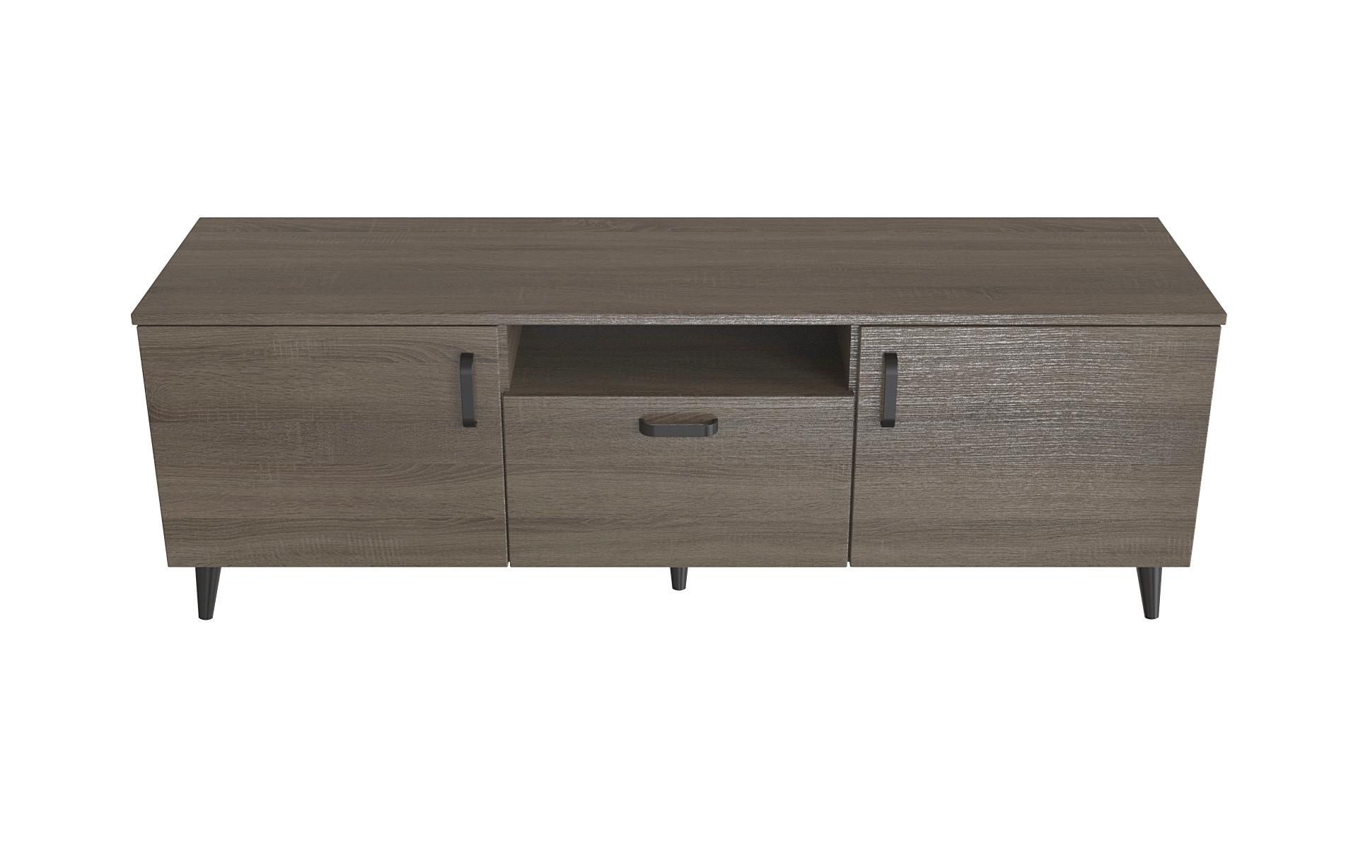 Тумба Ferrum-decor Лестер на конусных ножках металл/ДСП 16 мм 48x139x38 см Черный/Дуб Сонома Трюфель (FRD-106805)