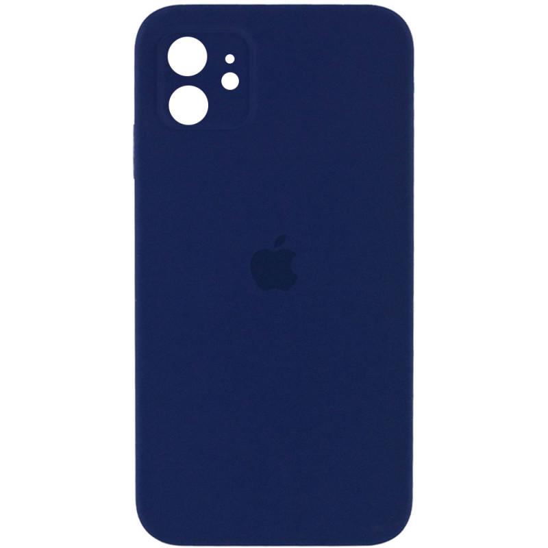 Противоударный чехол Silicone Case Square Full Camera Protective AA для Apple iPhone 11 6.1" Темно-синий/Midnight blue