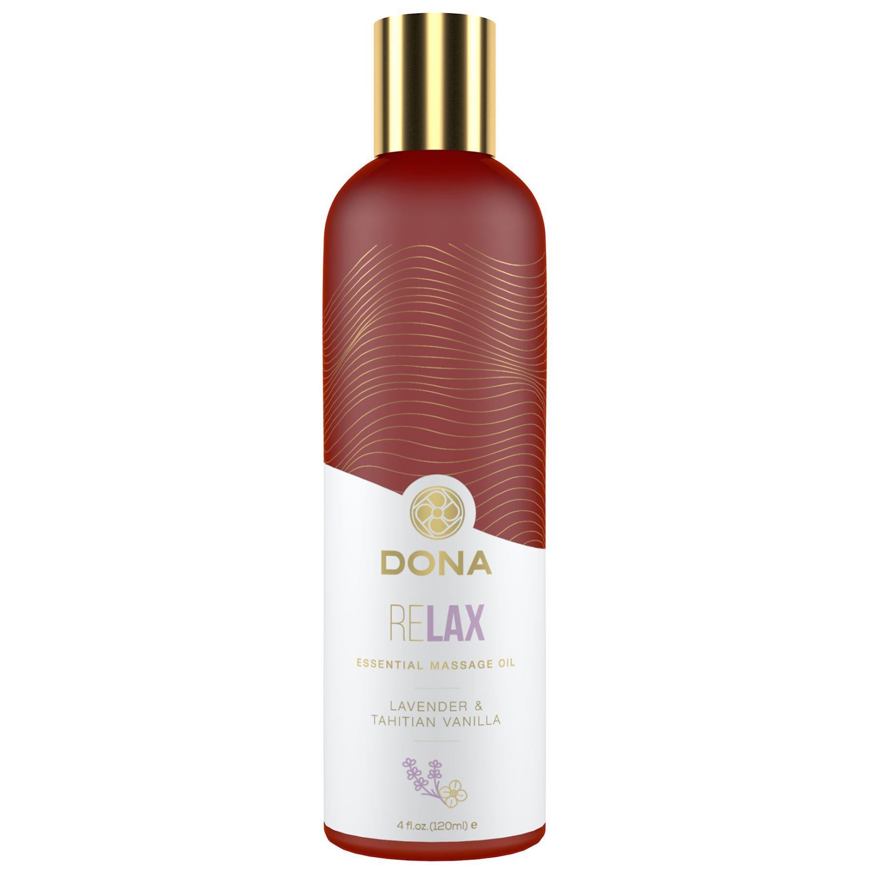 Натуральное массажное масло DONA Relax Lavender & Tahitian Vanilla с эфирными маслами 120 мл
