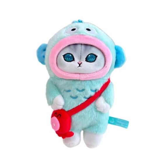 М'яка іграшка Кіт у костюмі Акули з сумкою 15 см