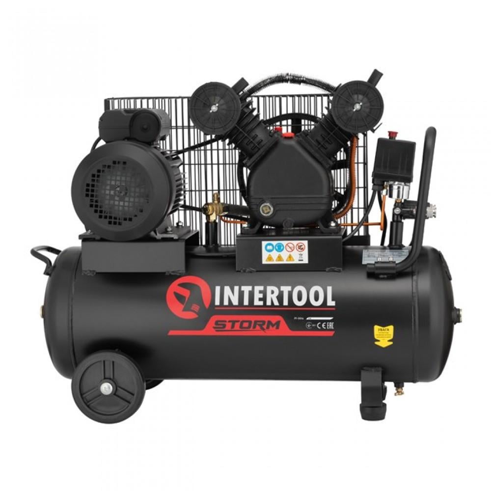 Компрессор Intertool PT-0016 50 л 3 кВт 220 В 10 атм 500 л/мин 2 цилиндра (901450)