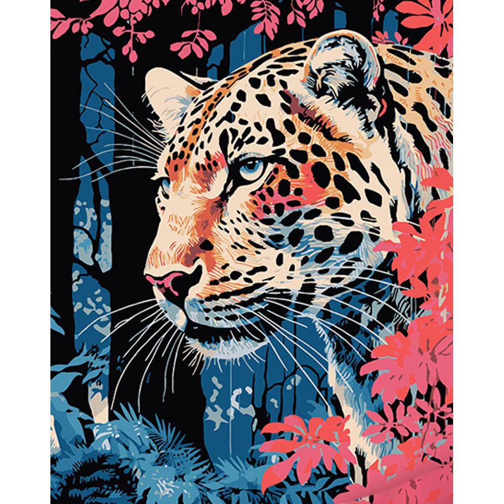 Картина по номерам Strateg Премиум Опасный хищник на черном фоне 40x50 см (Str-AH1064)