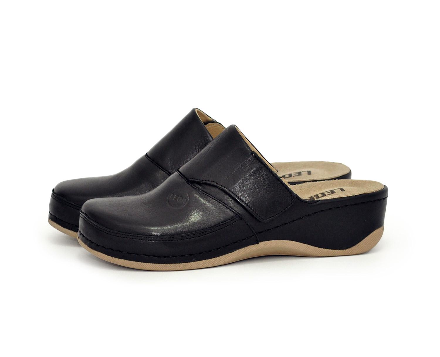 Женские сабо кожаные Leon 2019 р. 37 Черный