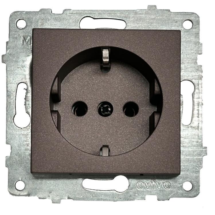 Розетка одинарная с заземлением Ovivo Grano Мокко (00000018649)