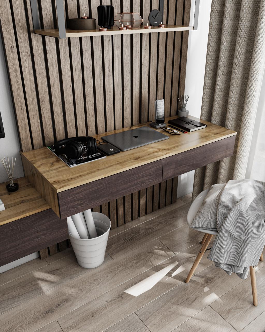 Навесной компьютерный стол на 2 ящика Аппалачи/Венге темный (T-222)