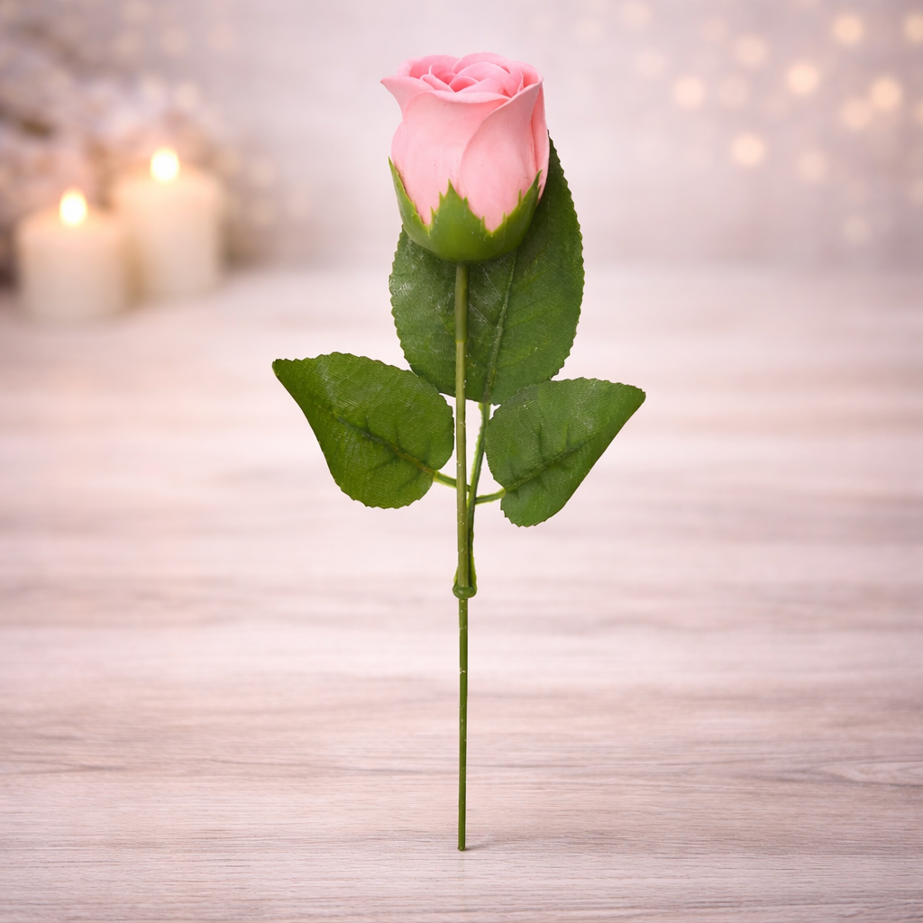 Троянда мильна в прямокутній прозорій упаковці Рожевий (06-F-3-6877p)