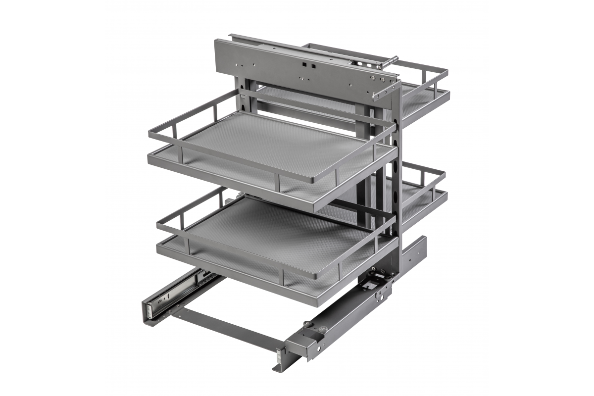 Карго для кухни универсальное GTV CORNER MovixPro с двумя выдвижными корзинами с дотягом 900 мм Графит (KO-WMC500-60)