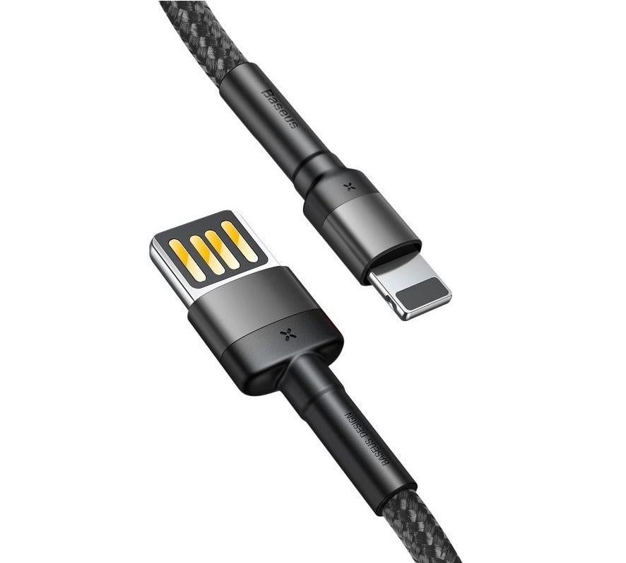 Кабель для зарядки телефона/смартфона Baseus USB-Lightning 2.4 А 1 м Сірий/Чорний (CALKLF-GG1) - фото 2