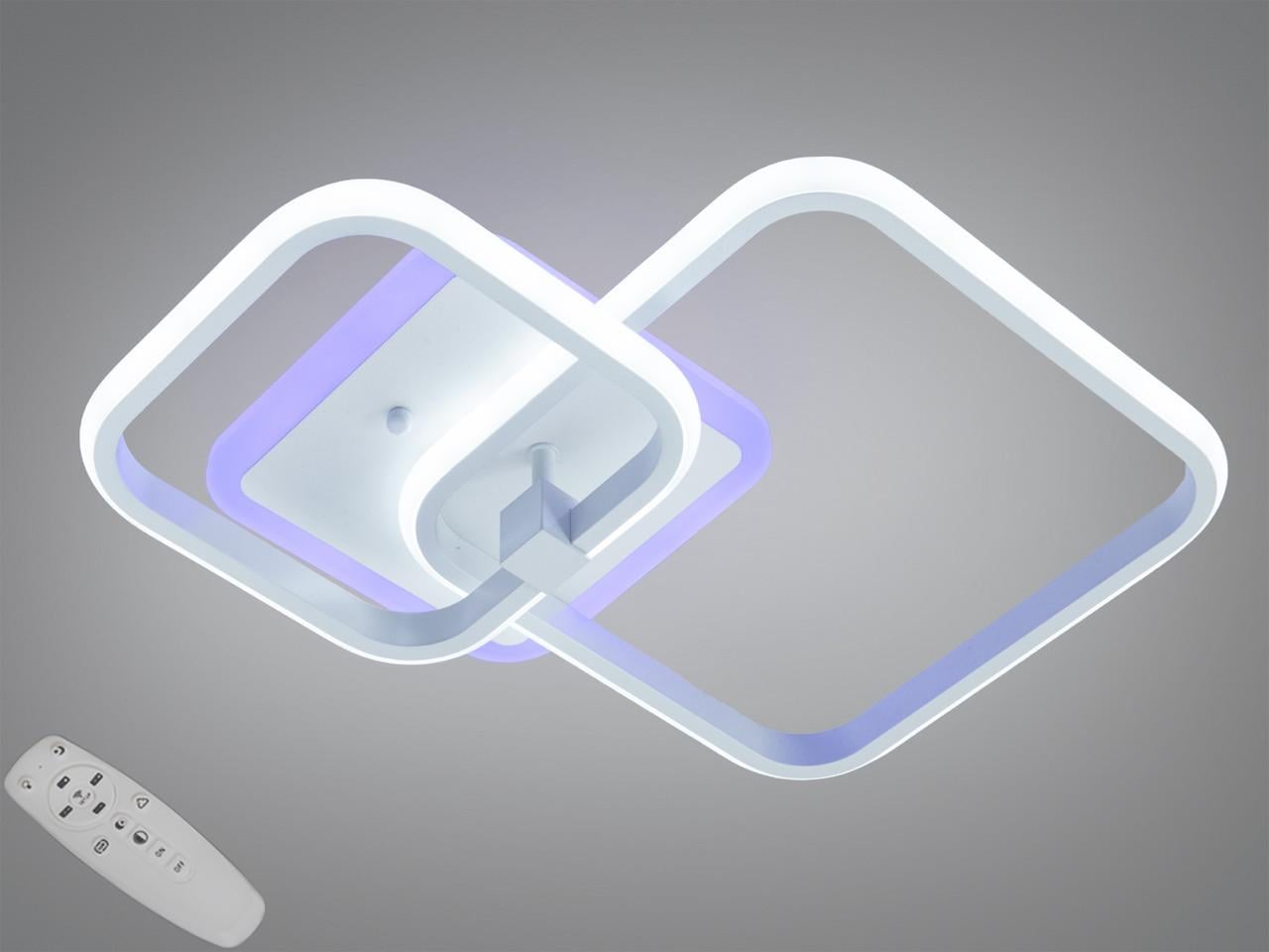 Люстра светодиодная 2525/2WH LED 3color dimmer с пультом две рамки диммер 48 Вт Белый (2957216504)