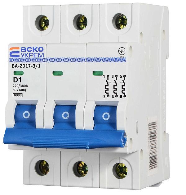 Автоматичний вимикач АСКО-УКРЕМ ВА-2017/D 3р 1А (A0010170094)