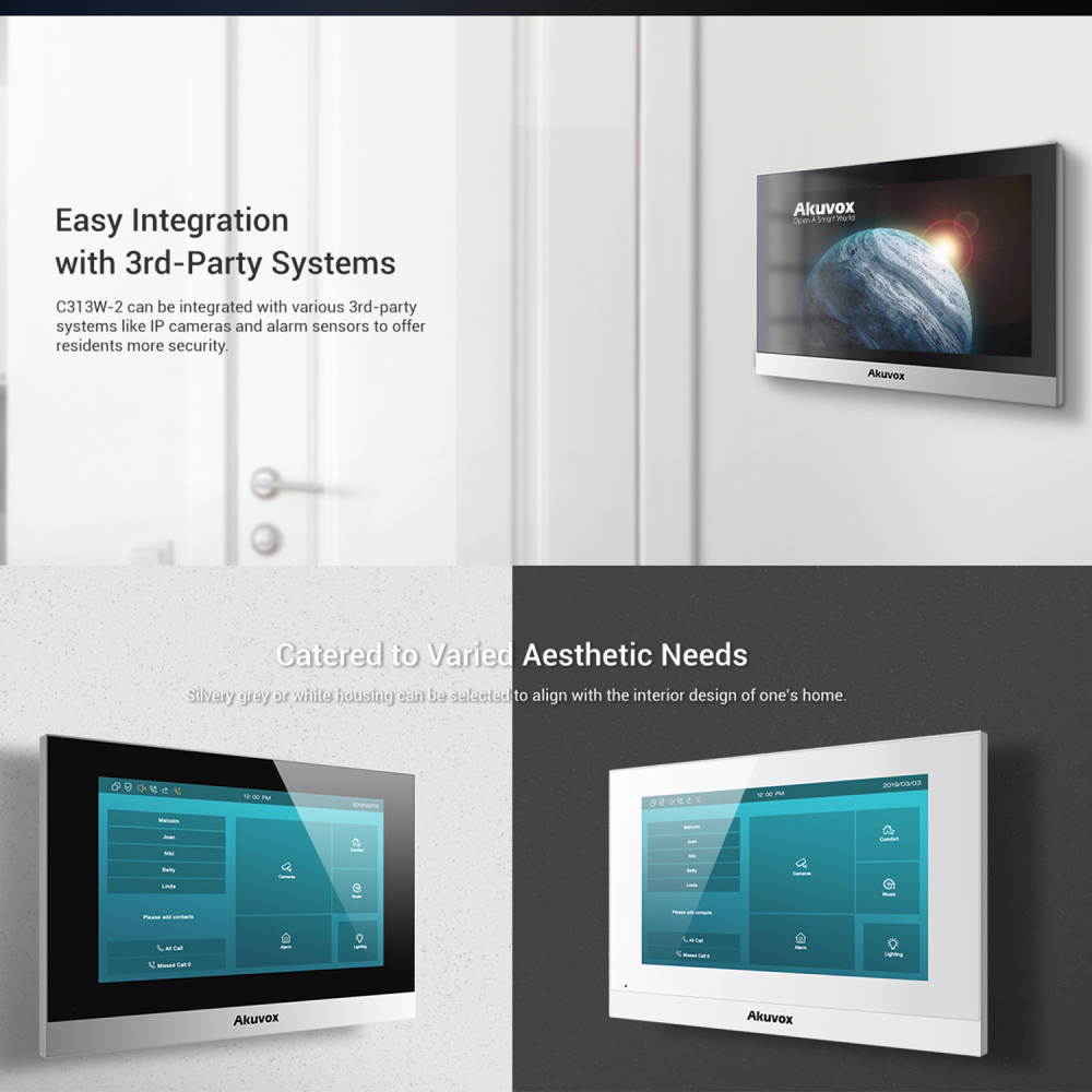 Відеодомофон Akuvox C313 та панель виклику E12W (C313E12W) - фото 7 Відеодомофон Akuvox C313 та панель виклику E12W (C313E12W) - фото 7