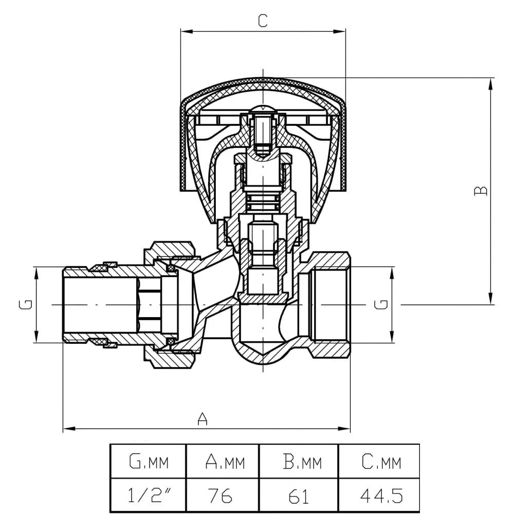 Вентиль радіаторний прямий ITAL IG130114 1/2" з американкою - фото 4 Вентиль радіаторний прямий ITAL IG130114 1/2" з американкою - фото 4