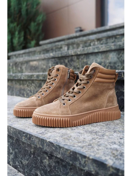 Кеди жіночі замшеві високі р. 36 23,5 см Коричневий - фото 1 Кеди жіночі замшеві високі р. 36 23,5 см Коричневий - фото 1