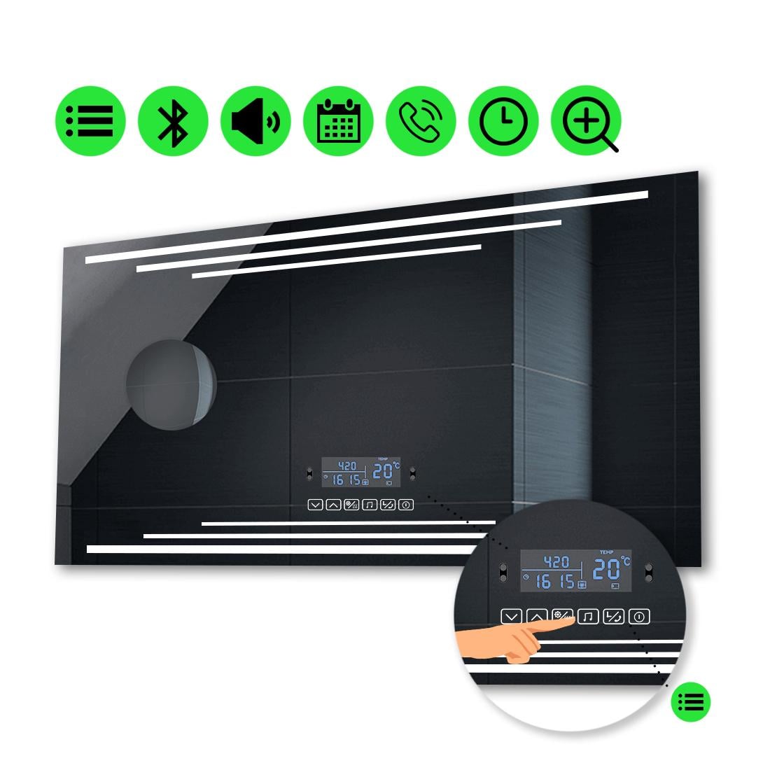 Зеркало с LED подсветкой Francisca с Smart-блоком и линзой без подсветки 70x80 см (Francisca65)