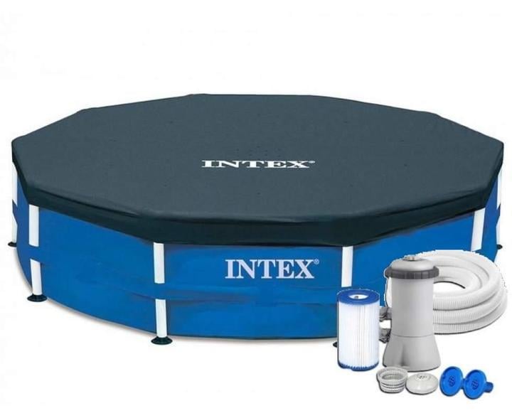 Бассейн каркасный Intex 28212-2 с фильтр-насосом/тентом 366х76 см Синий