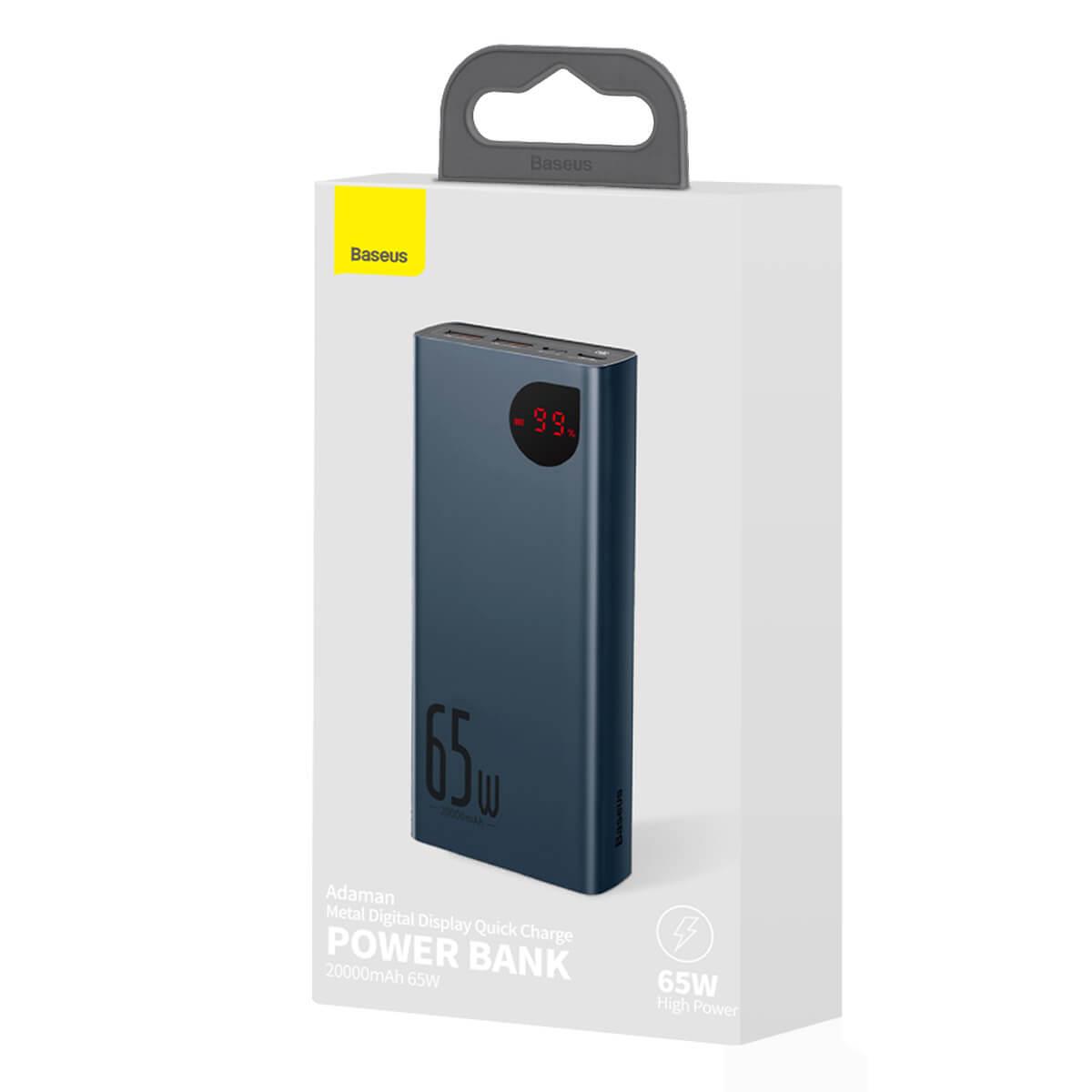 Повербанк BASEUS Adaman Metal Digital Display Quick Charge 20000 mAh PPIMDA-D03 Blue - фото 6