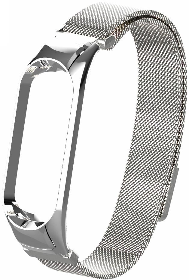 Ремешок металлический для фитнес браслета Mi Band 3 Silver