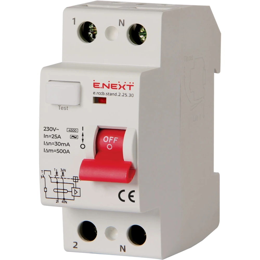 Выключатель дифференциального тока ENEXT e.rccb.stand.2.25.30 2р 25А 30mA (99-00021470)