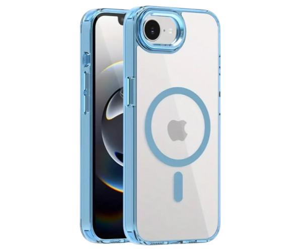 Чехол - накладка Ice Color Frame Magnetic Ring для iPhone 16e с магнитным кольцом Голубой