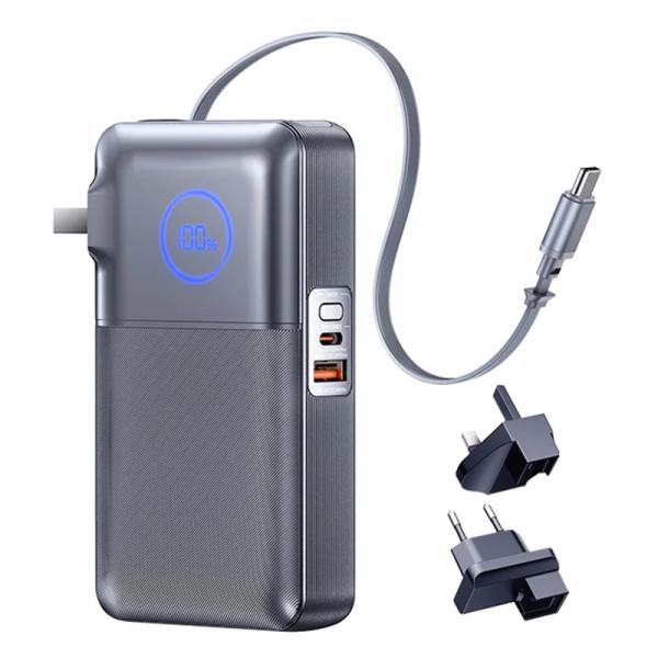 Повербанк-адаптер Remax CP-5 10000 мАч с вилками EU/UK и кабелем 35 Вт USB-C/USB-A PD+QC Черный (epic2319)