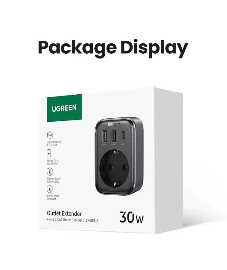 Сетевое зарядное устройство UGREEN CD314 GaN 30W USB Fast Charger 2A1C EU (90613) - фото 11