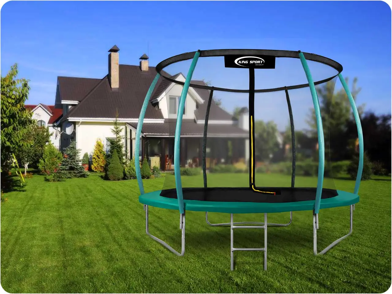 Батут дитячий King Sport PRO з внутрішньою захисною сіткою та драбиною 312 см до 150 кг (KI-A312CMGR) - фото 6 Батут дитячий King Sport PRO з внутрішньою захисною сіткою та драбиною 312 см до 150 кг (KI-A312CMGR) - фото 6