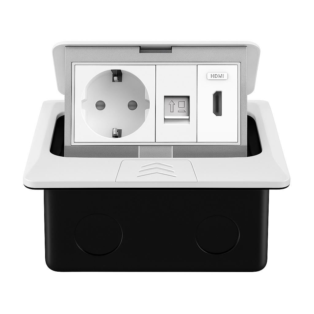 Розетка напольная LIVOLO с HDMI/интернет встроенная IP44 алюминий Белый (VL-SHS016-TC.HD.CP-WP-W)