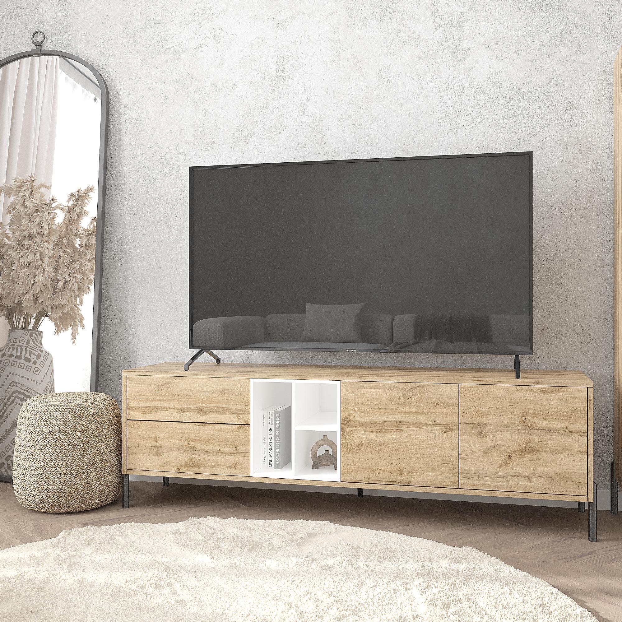 Тумба под телевизор Норди ТУ-ТВ-2 Норди 500х1600х400 мм Тахо/Белый