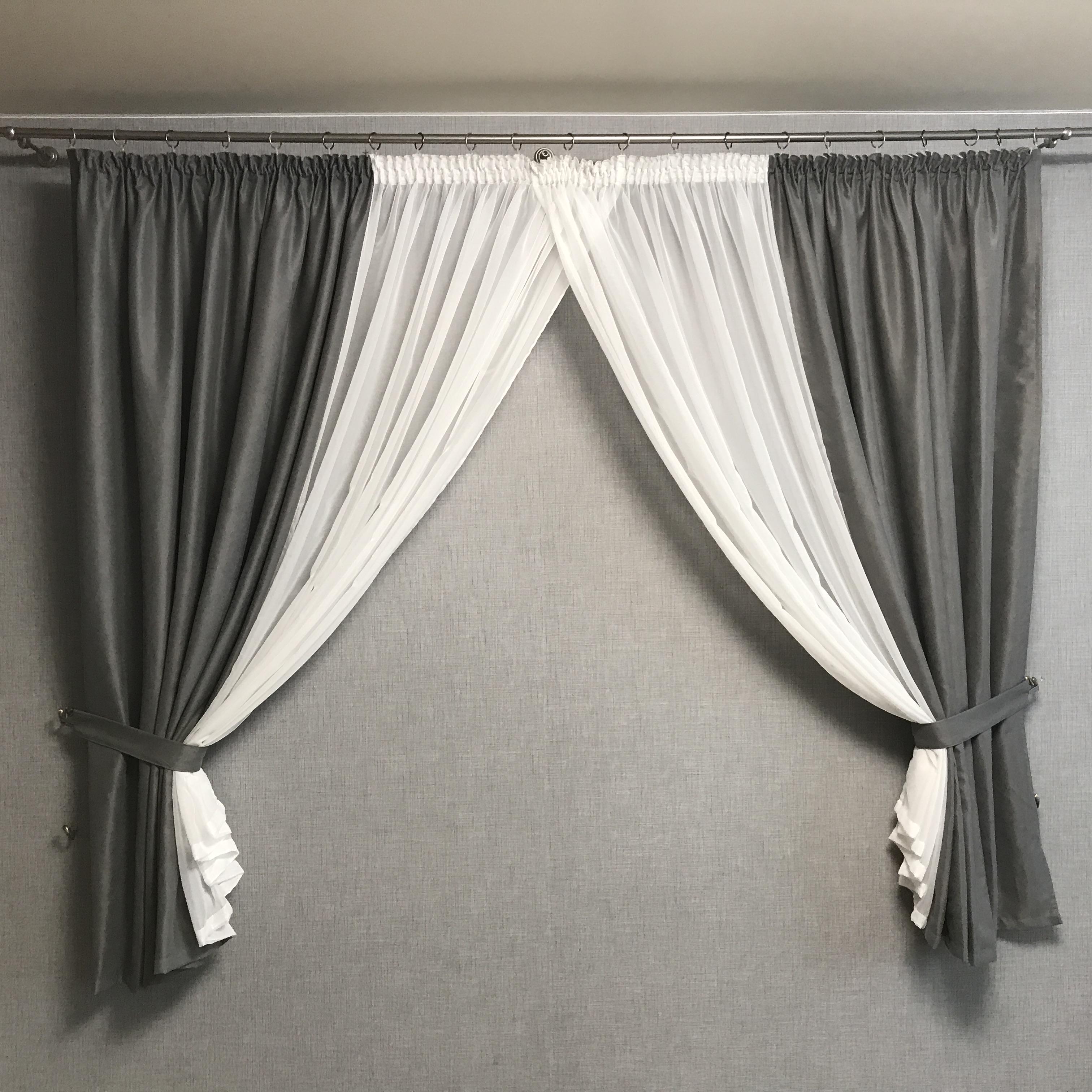 Гардина з мікровелюру та шифону ALBO 400x180 см Сірий (KU-PK-339) - фото 11