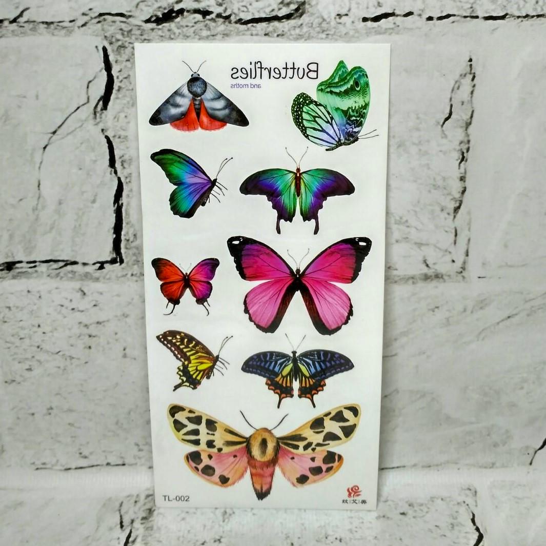 Тату временные Бабочки лист 9x19 см (TL-002)