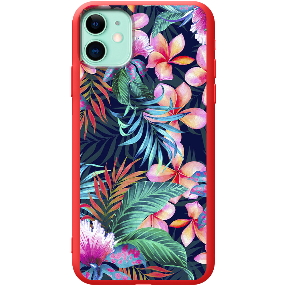 Чехол Boxface iPhone 11 flowers in the tropics Красный силикон (38184-up1971-43041)