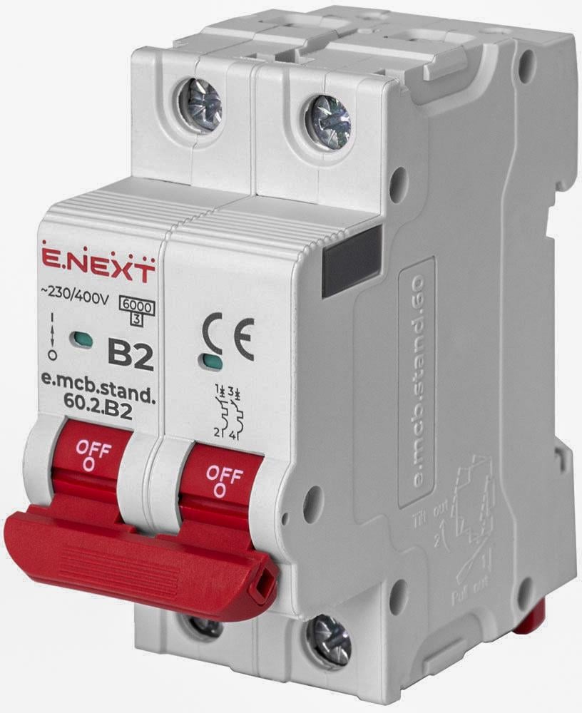 Автоматичний вимикач модульний E.NEXT e.mcb.stand.60.2.B2 2р 2А B 6кА (s001133)