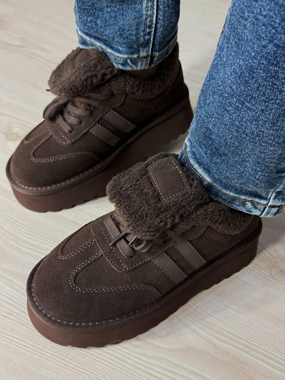 Черевики жіночі Hengji 009-7 уггі замшеві на хутрі р. 36 Коричневий (5863) - фото 3