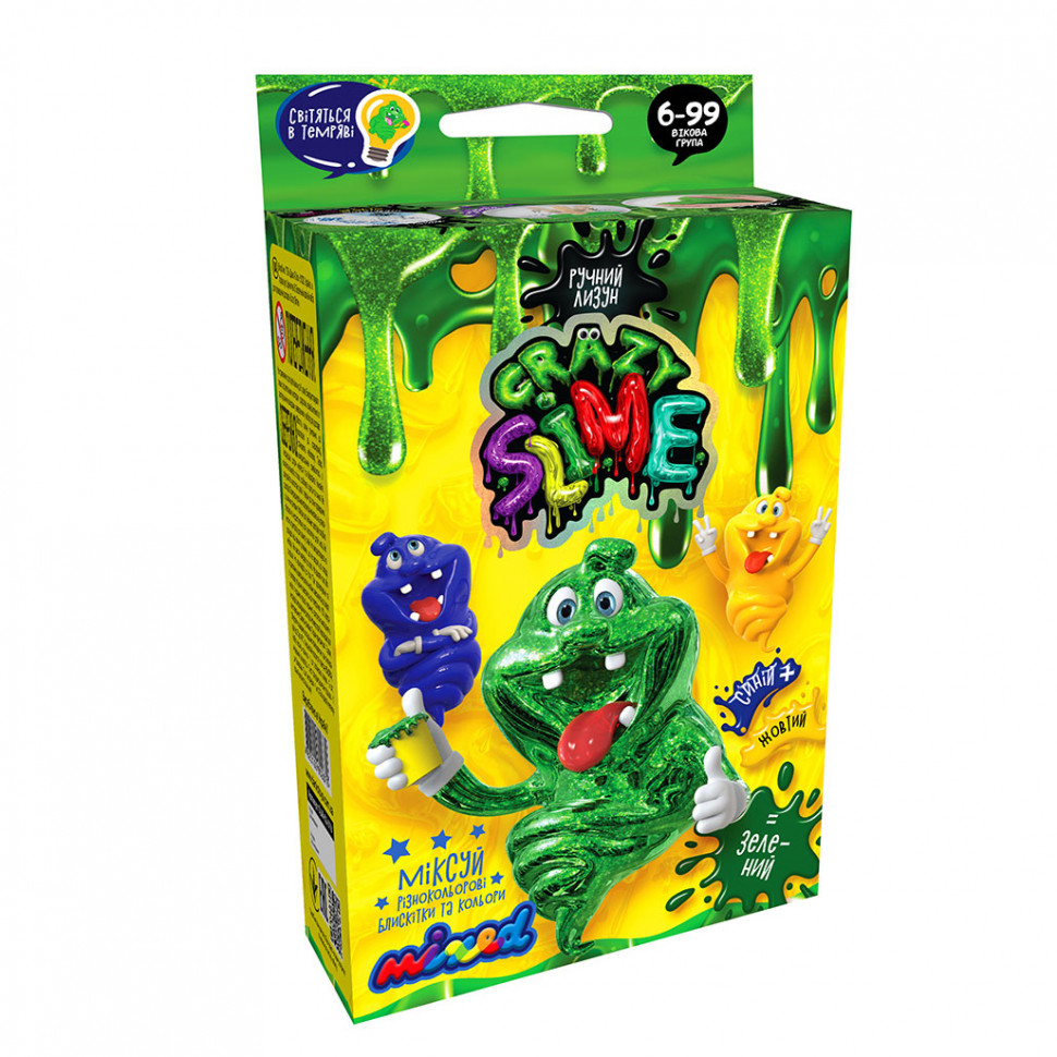 Набор для экспериментов Danko Toys для создания лизуна Crazy Slime 4 вида Зеленый 5х9х16 см от 6 лет Оливковый (ID-175-E-29)