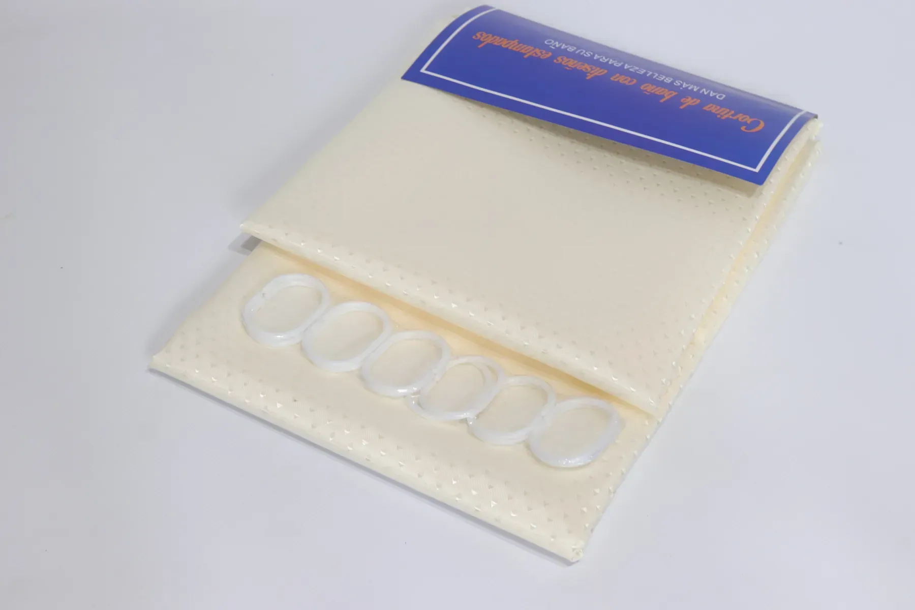 Шторка для ванної з кільцями однотонна 240х180 см Кремовий (5314/cream)