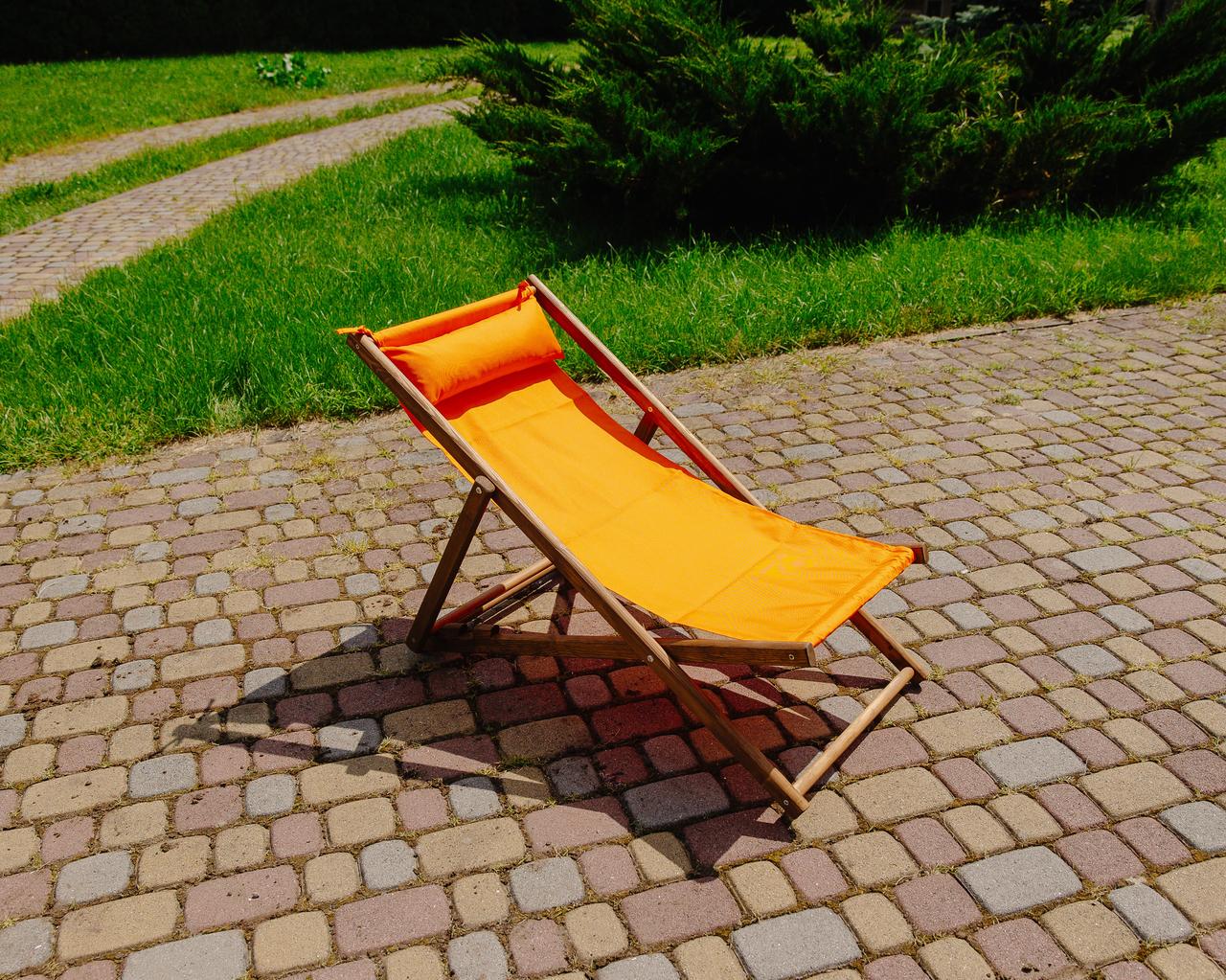 Шезлонг для дачи тканевый XRmaster с подушкой Оранжевый/Коричневый (0001761) - фото 5