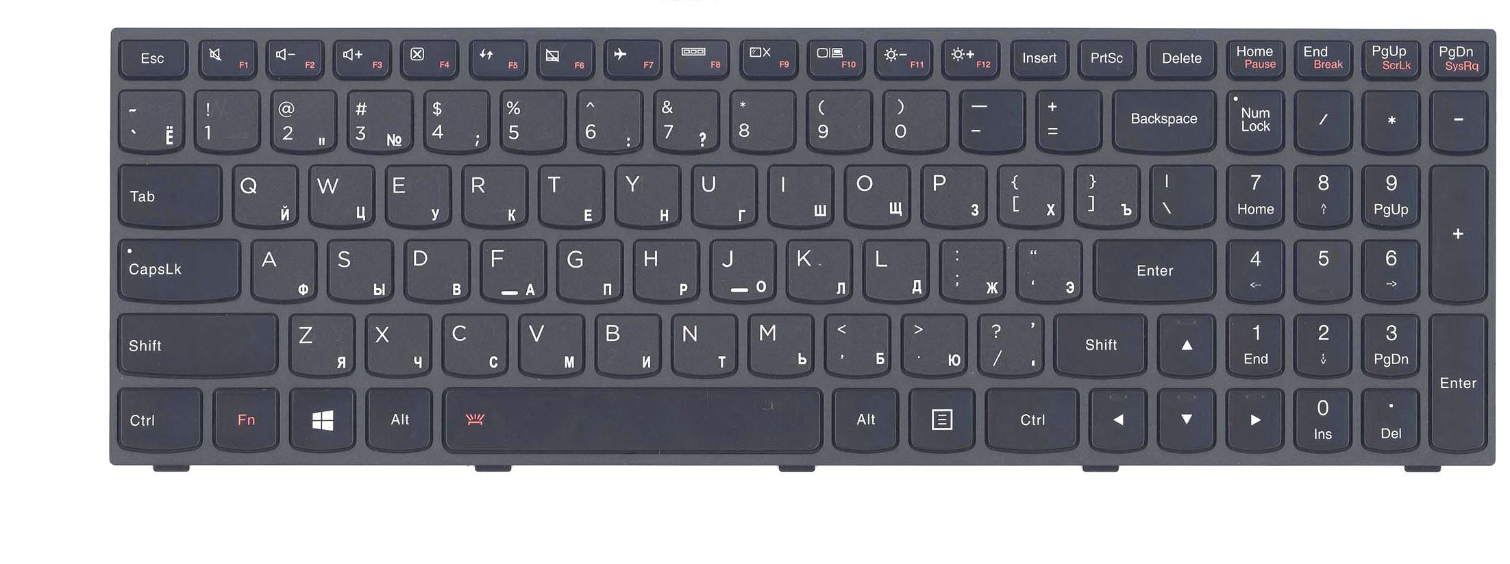 Клавиатура для ноутбука Lenovo Ideapad G50-70 с подсветкой Light Black Frame Black