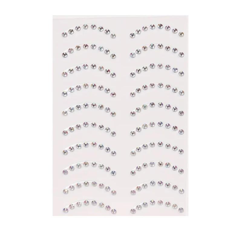 Стразы самоклеящиеся с 3D эффектом в форме полумесяца для бровей/макияжа 1 лист. Серебристый (2689612580)