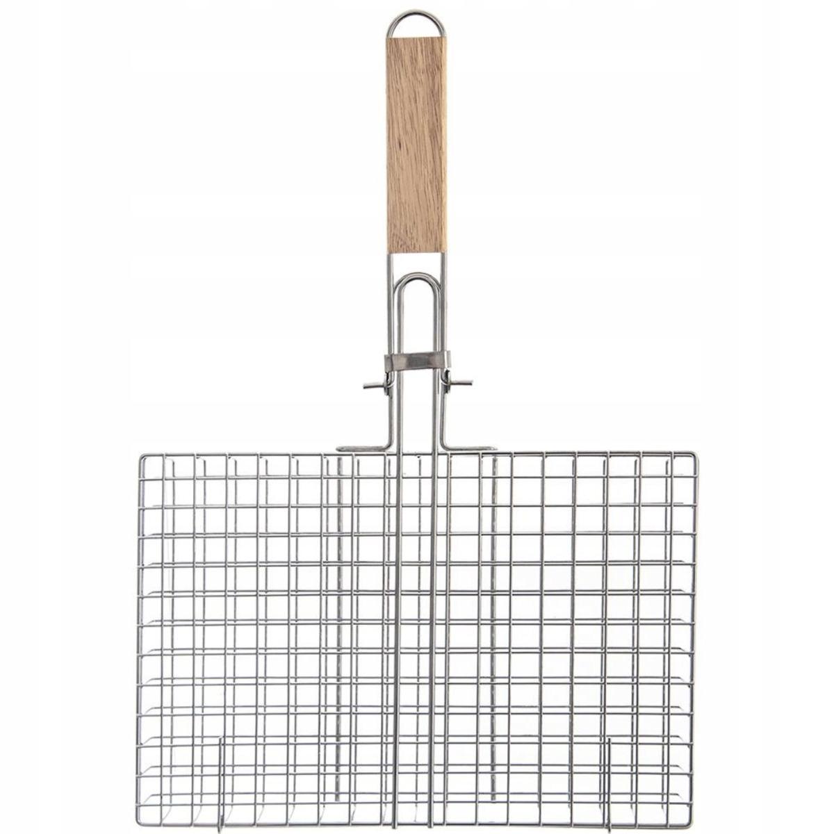 Решетка-гриль A-PLUS со съемной деревянной ручкой 30х24х4 см (1833) - фото 4 Решетка-гриль A-PLUS со съемной деревянной ручкой 30х24х4 см (1833) - фото 4
