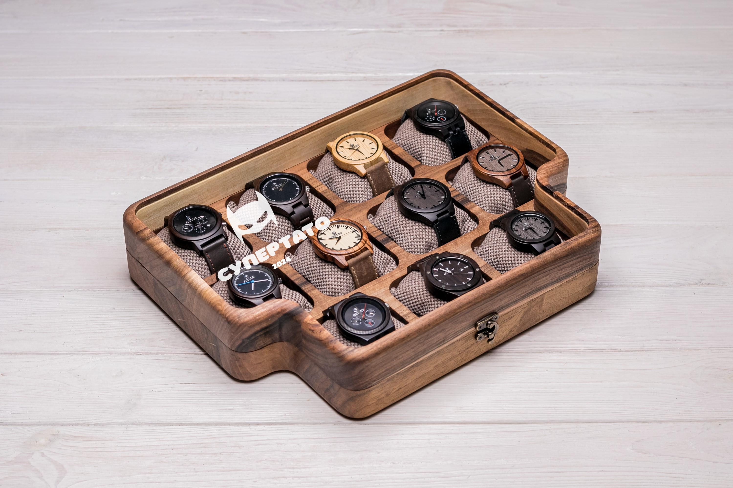 Шкатулка EcoWalnut из дерева ореха для 11 часов с индивидуальным гравированием (EB-14.11.1)