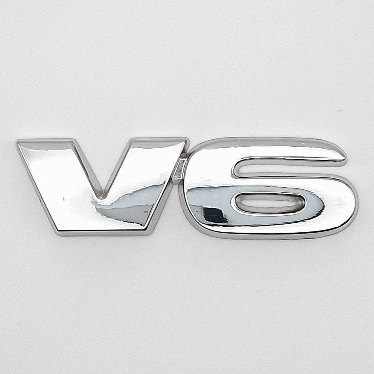 Емблема напис V6 Mitsubishi метал 8х2,4 см Хром глянцевий (2889170633)