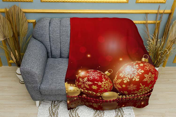 Плед плюшевый Рождественское очарование в золоте однослойный 135х150 см (114633)