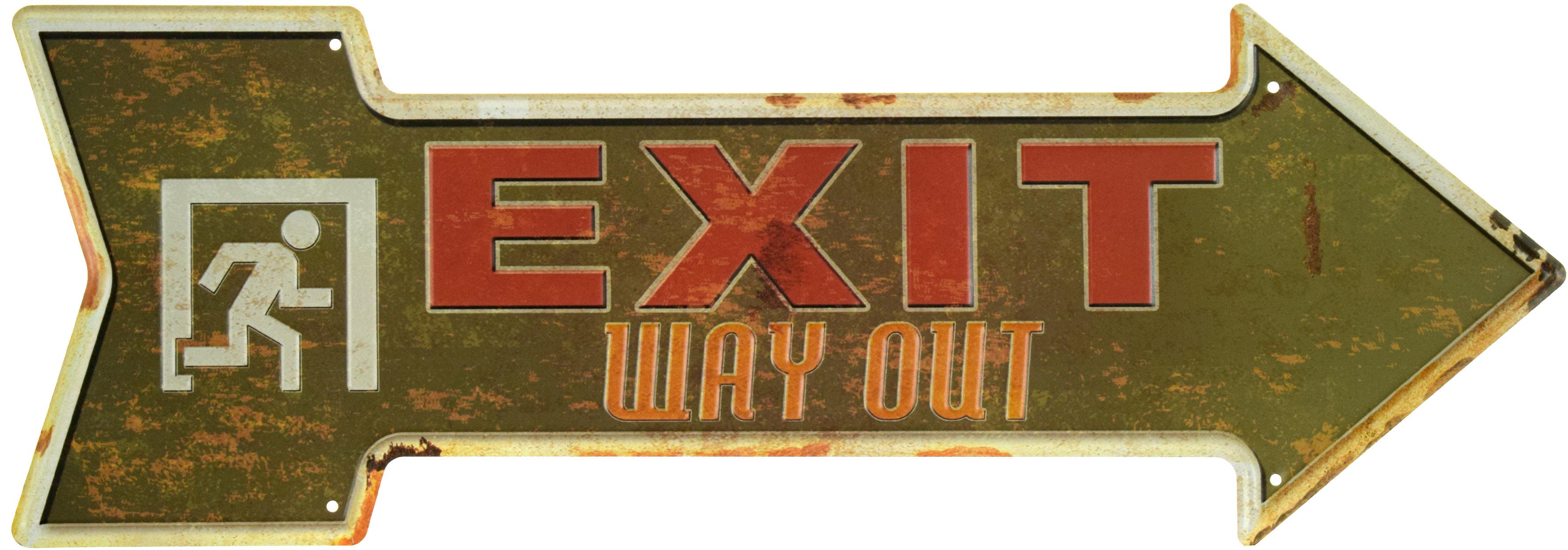 Табличка металева Вихід/Exit Way Out 16x45 см
