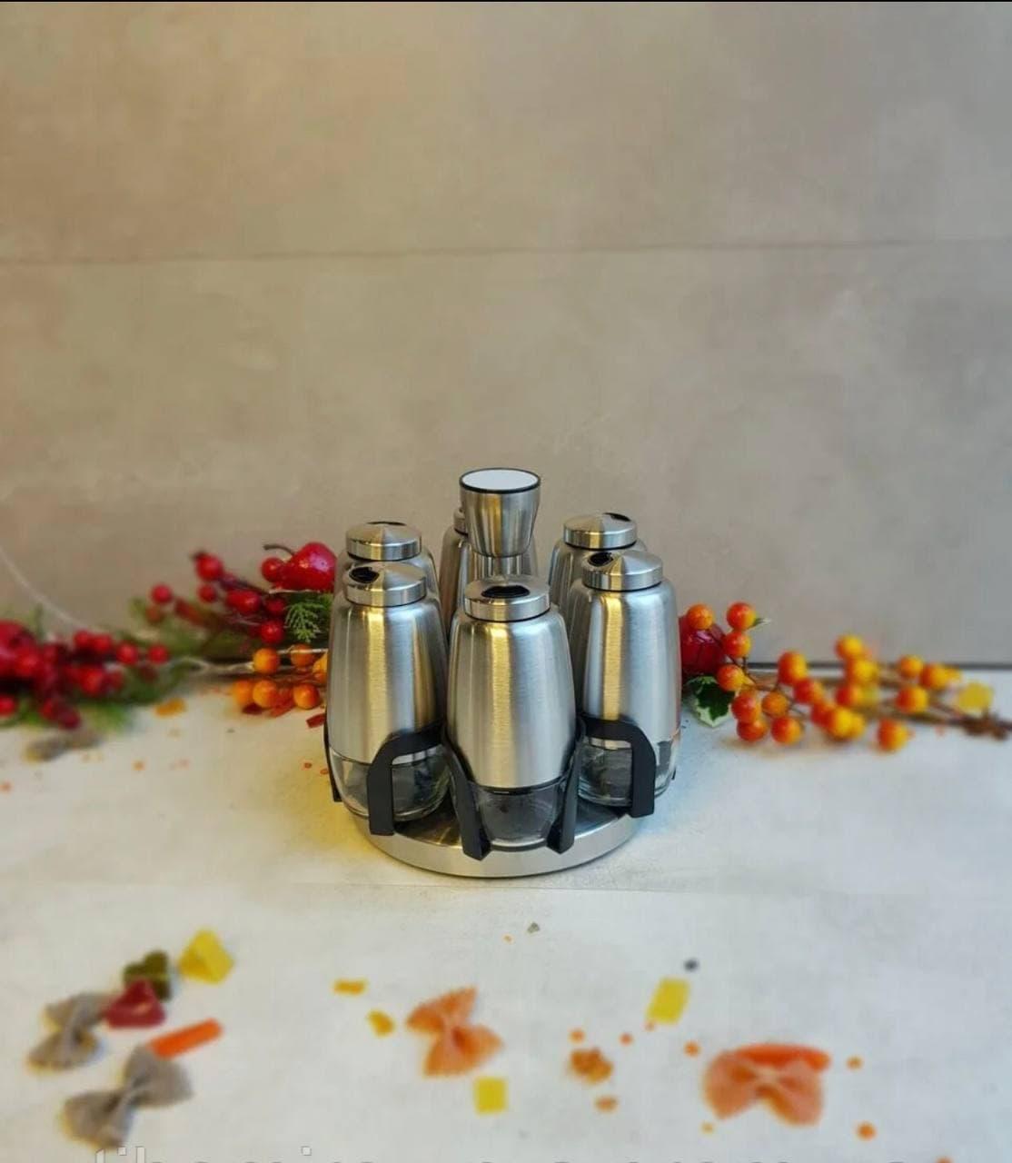 Набор емкостей для специй Frico FRU-129 на круглой подставке из нержавеющей стали 6 шт. (2530556585) - фото 2