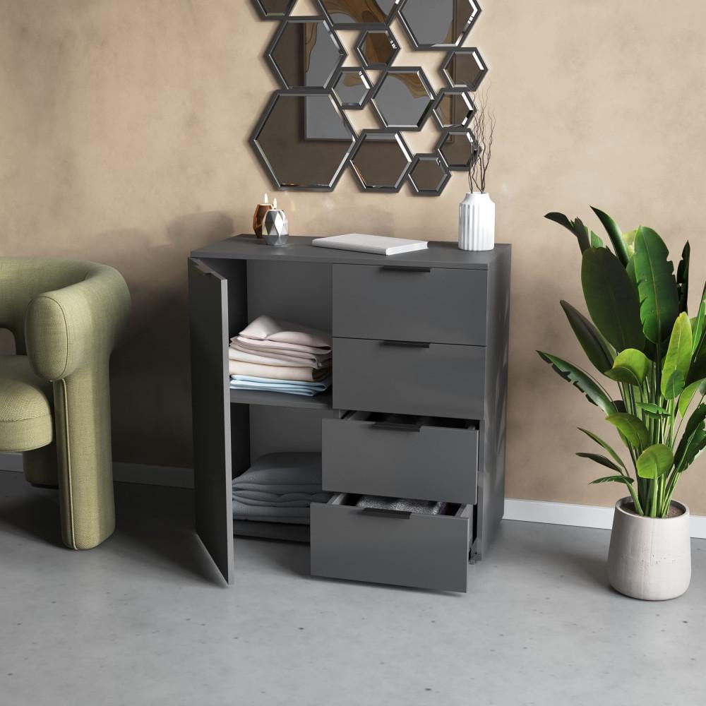 Комод №4 з ящиками та дверцятами Антрацит (380220) - фото 1 Комод №4 з ящиками та дверцятами Антрацит (380220) - фото 1