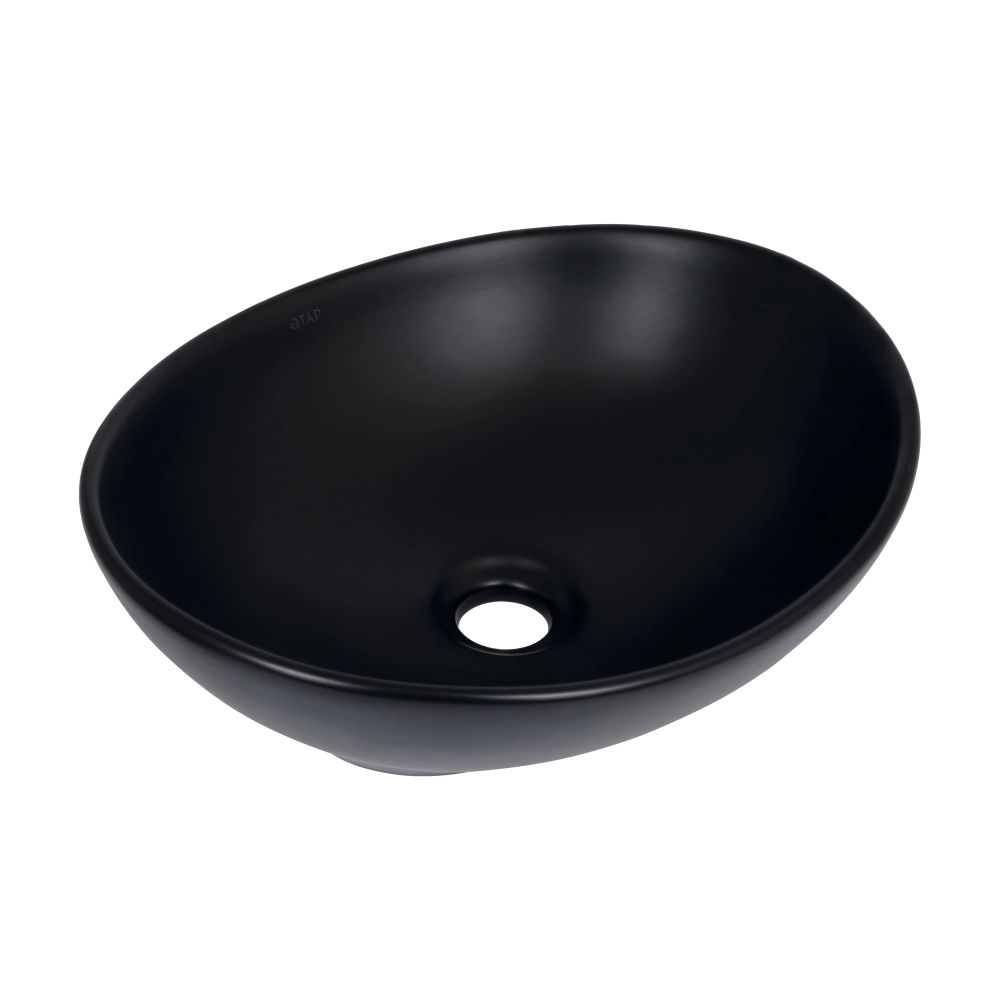 Раковина накладная Qtap Dove 415x340x140 мм овальная Black (46784)