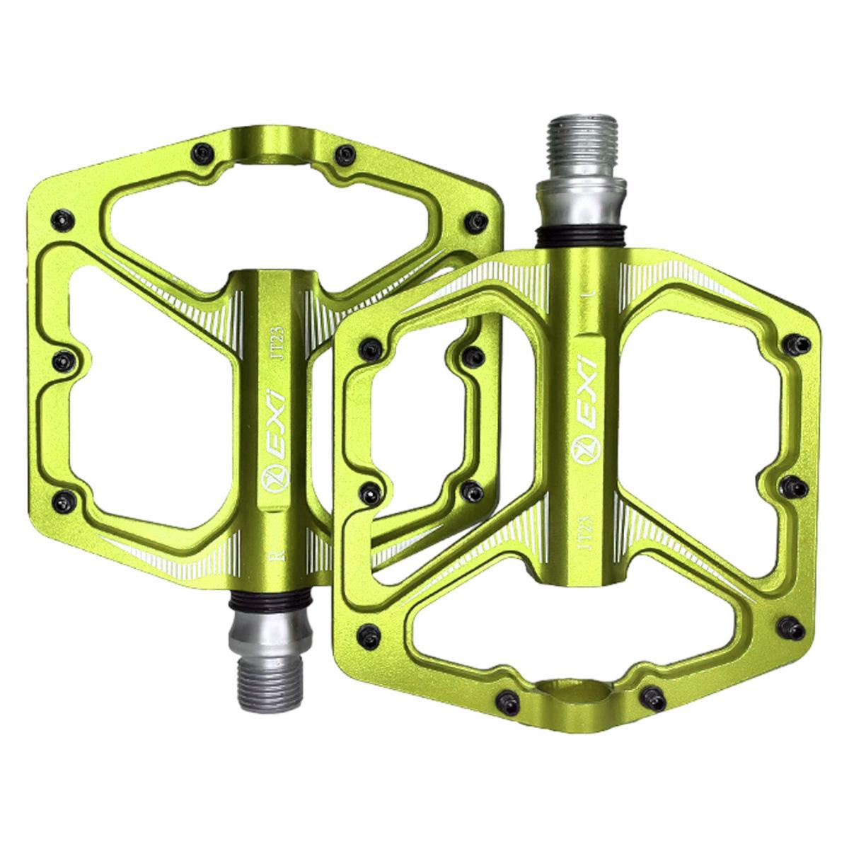 Педали велосипедные Exi JT23 алюминиевые на промышленных подшипниках Салатовый (EXI-JT23-4262) - фото 1